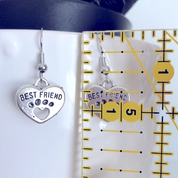 New Paw Print Puppy Dog Kitty Cat Dangling Drop Heart Handmade Earrings Gifts - Picture 4 of 5